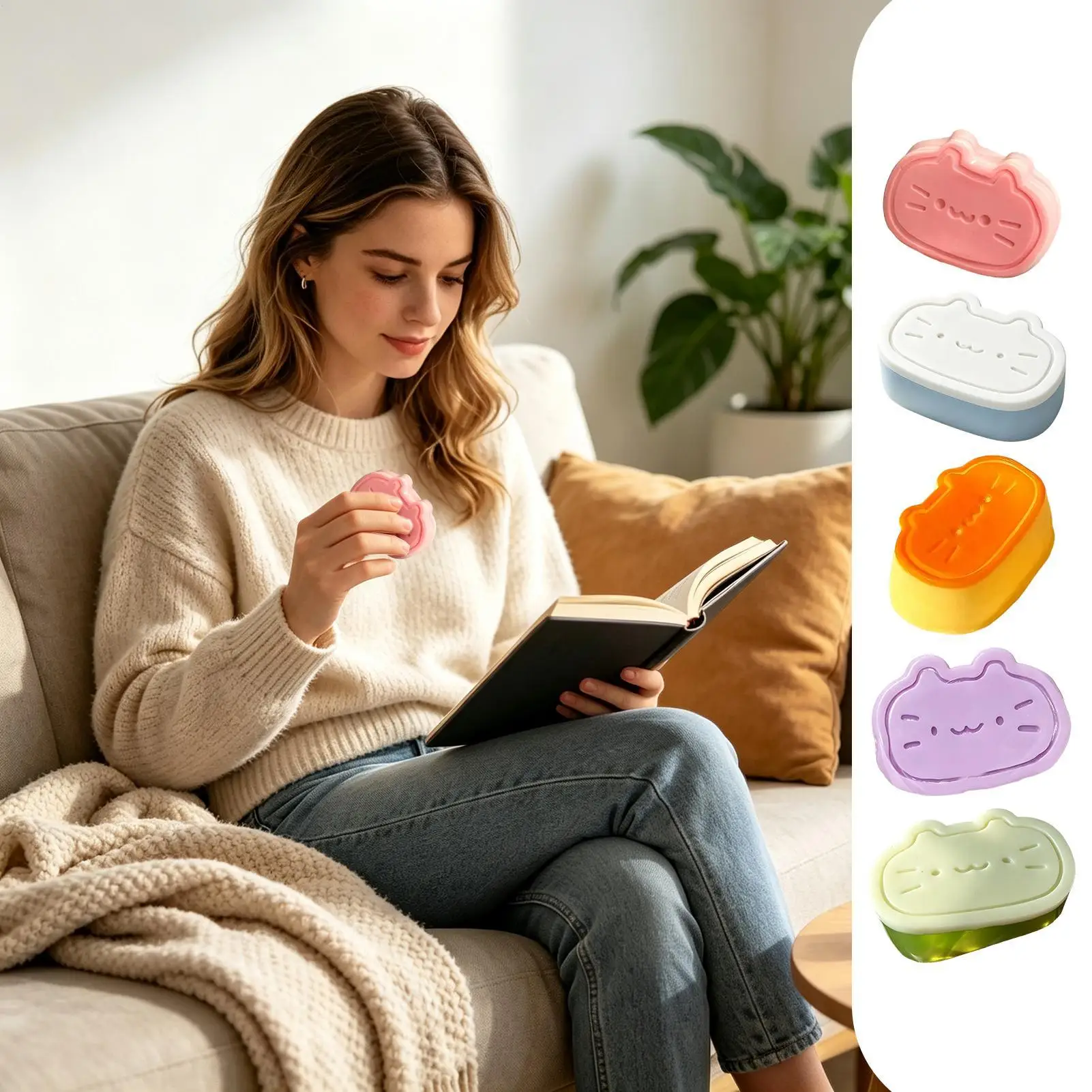 Squeeze Toy for Kids Slow Rebound Soft Cute Animal Theme Gadget Sensory Squeeze Toy Kitten Cheese for Children Students Adults