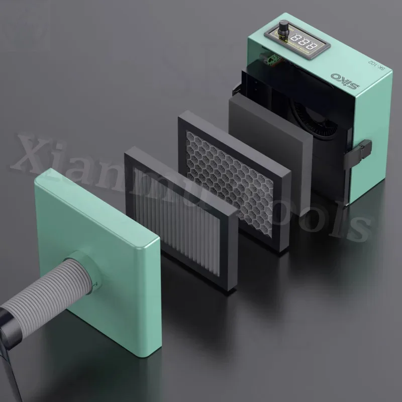 SIKO SK-102 Fume Extractor Welding Smoke Absorber Collector 150W Mini Desktop Fumes Purifier For Phone Repair And Soldering