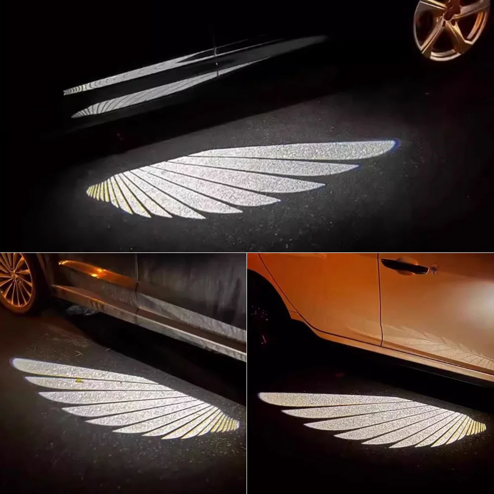 Universal Angel Wings Carpet Light Carpet Projection Lamp Rearview Mirror Exterior Welcome Door Decoration Light For Benz Toyota