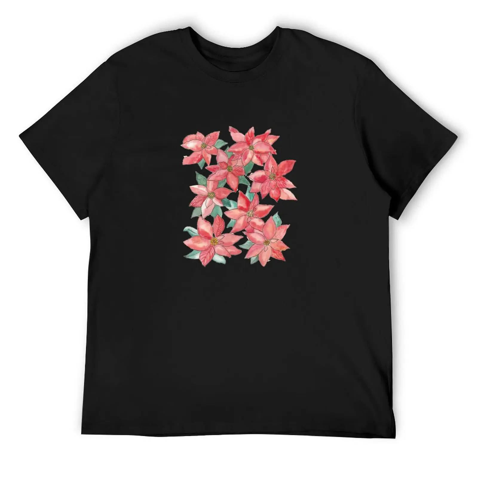 Watercolour Poinsettia Pattern T-Shirt anime sublime mens graphic t-shirts anime