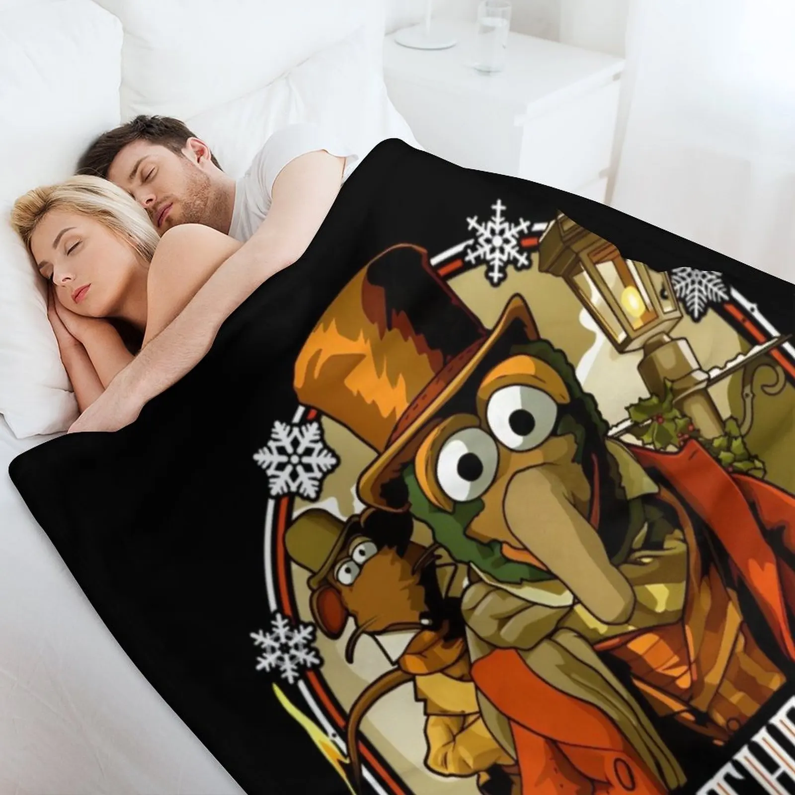 Muppet Christmas Carol - Gonzo & Rizzo رمي بطانية أنيمي دافئة لفصل الشتاء للأريكة المزخرفة بطانيات منقوشة لطيفة