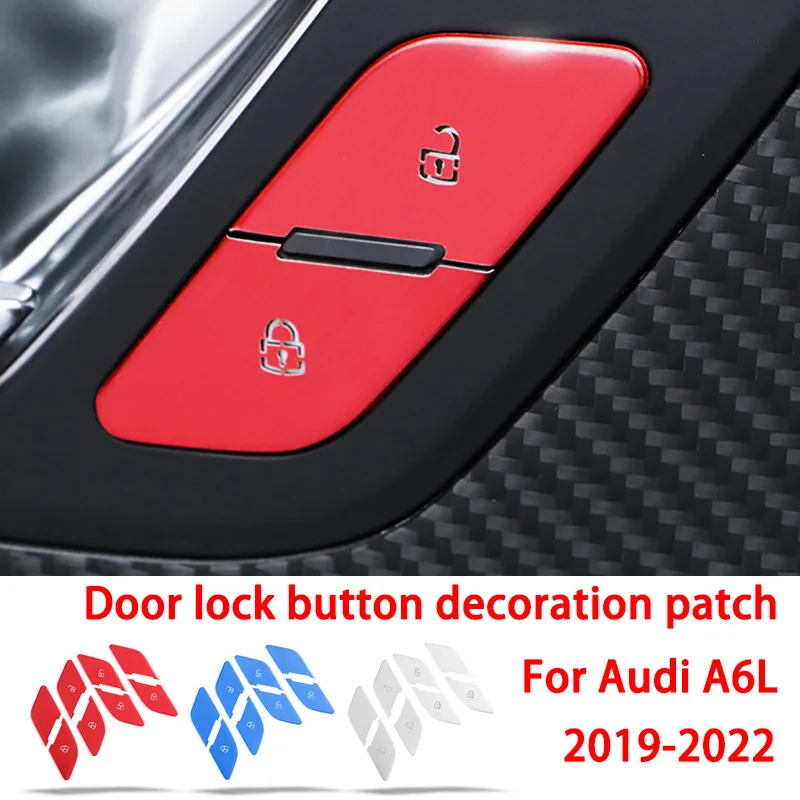 Door lock Button Decoration Patch Metal Car Stickers For Audi A6L 2019-2022 Interior Accessories Trim