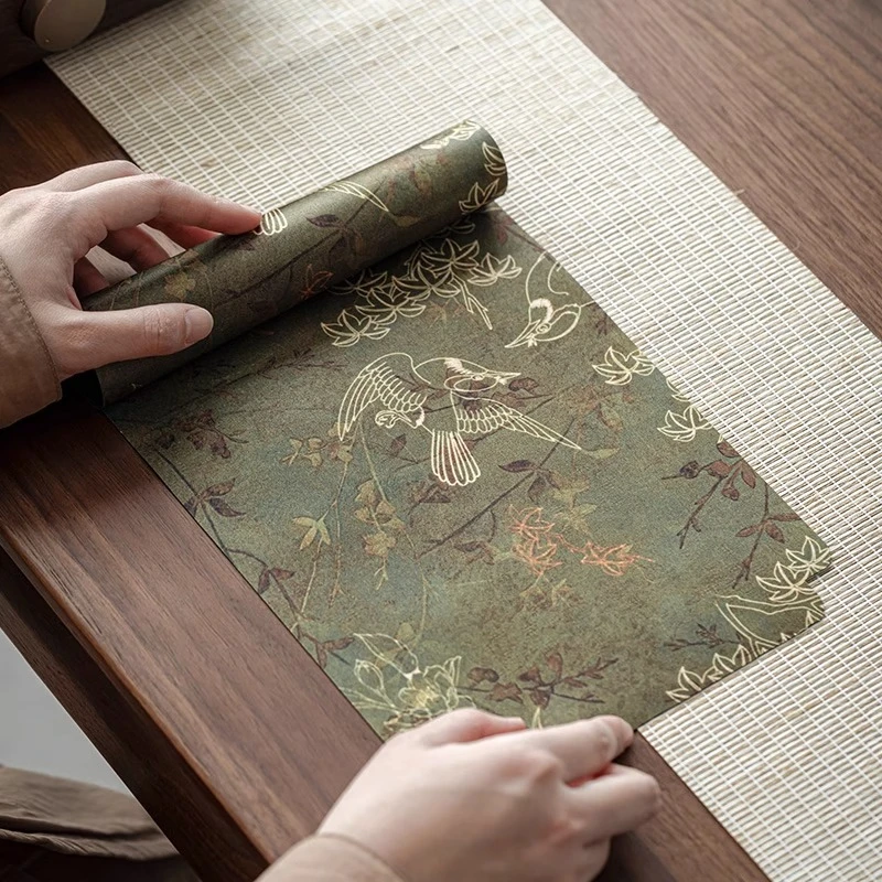 Hilo de nube fragante, lenguaje de hoja, pájaro, té verde antiguo, fiesta, teñido anudado, mesa de burbujas secas, bandera, almohadilla para olla, accesorios para la ceremonia del té