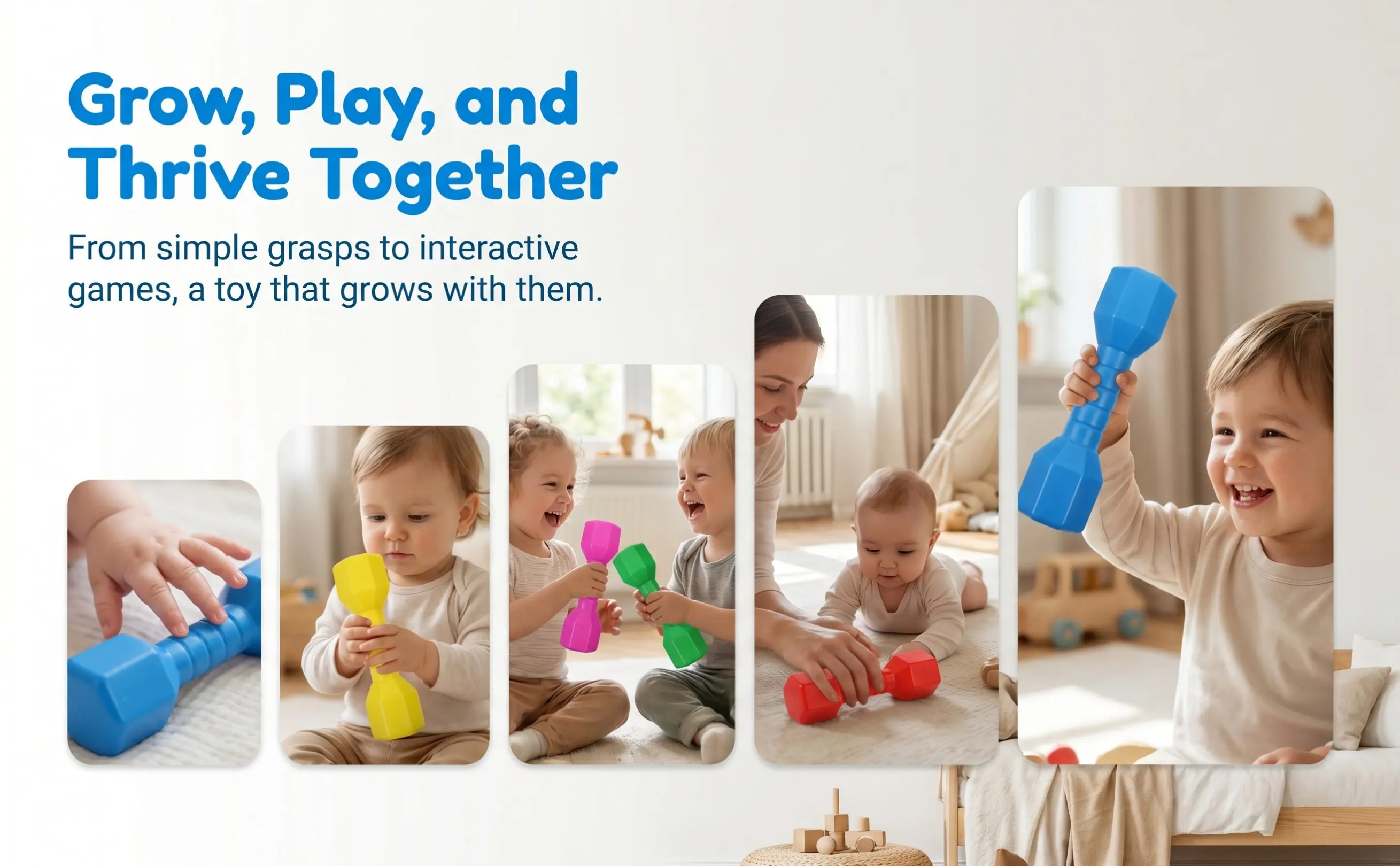 5Pcs Plastic Dumbbell Set for Toddlers – Safe PE Material, Motor Skills Development, Home Gym Exercise