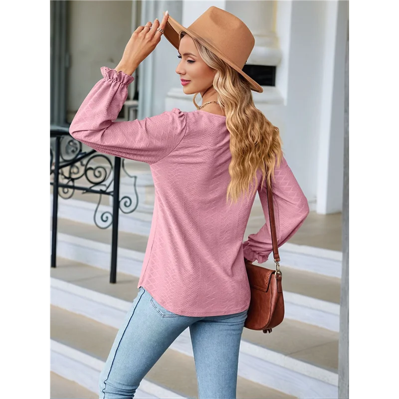 

ASDS-Womens Long Puff Sleeve Shirts Casual Tops Dressy Blouses Tunic Fall Fashion 2025 Trendy Loose Outfits