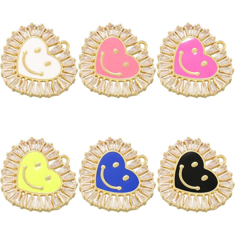 ZHUKOU Enamel Oil Drop Heart Sunflower Spliced Zirconia Sweet and Cute Ladies Jewellery Pendant Accessory: VD1556