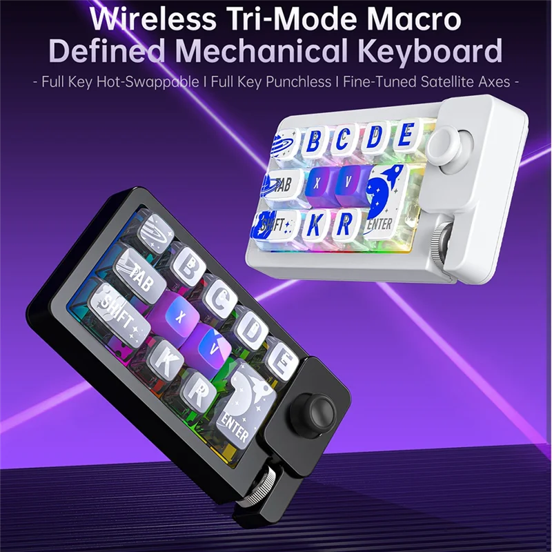 【التسريحات الأخيرة!】تعريف بلوتوث 2.4G سلكي قابل للبرمجة ماكرو قابل للبرمجة عصا تحكم لاسلكية ثلاثية الأوضاع لوحة مفاتيح ميكانيكية للألعاب