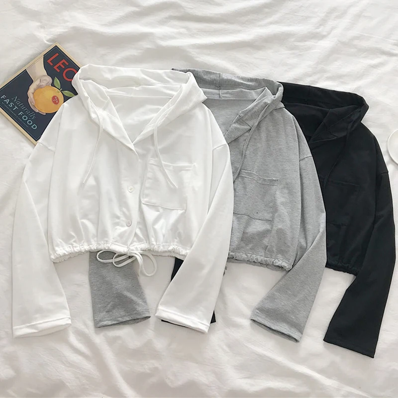 سترة نسائية فضفاضة للربيع والخريف سترة رفيعة نمط معطف قصير النسخة الكورية من القطن بأكمام طويلة مزخرفة برباط