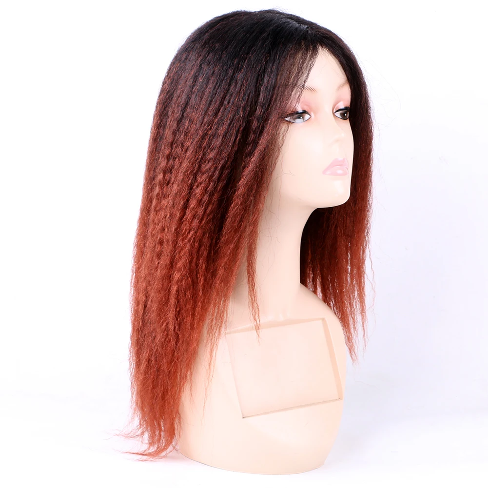 14-дюймовый синтетический парик яки с эффектом омбре, коричневый цвет, странные прямые волосы, парики для чернокожих женщин, Peruca yaki, мягкий парик из прямых волос яки