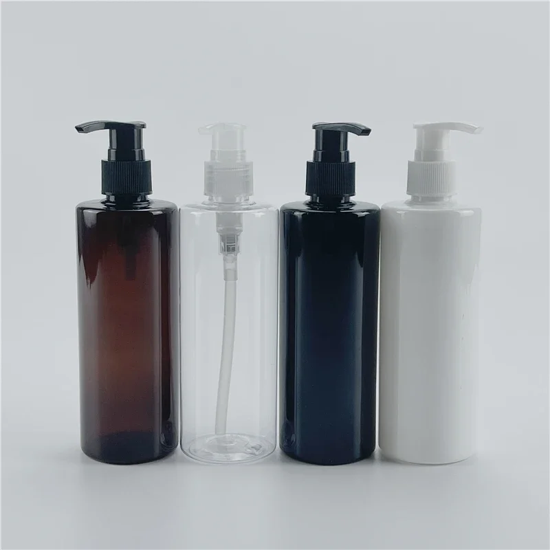 

White Black 300ml X 20 Empty Lotion Pump PET Flat Shoulder Bottles Personal Care Cosmetics Shampoo Bottle Liquid Soap Containers