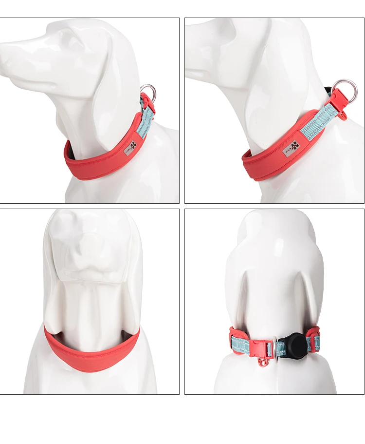 Personalized AirTag Dog Collar Adjustable Nylon Reflective Padded Pet Dog Collar for Small Medium Large Dog Accessories