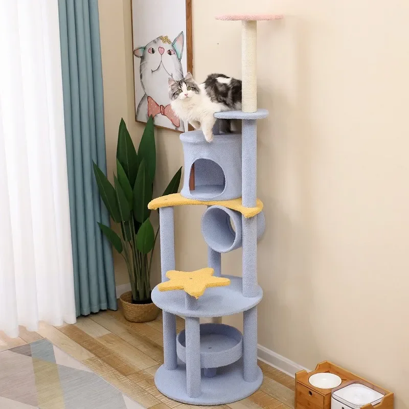 Multi-layer Cat Climbing Frame Jump Table Toy Supplies Scratching Post Does Not Drop Debris Vertical Cat Scratching Board Tree