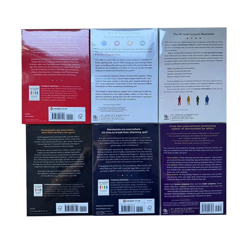 6 книг/набор Томаса Эрксиона, окруженных идиотами, о психопате, от роста, от плохих боссах, от нарциссов, о окружении вампиров