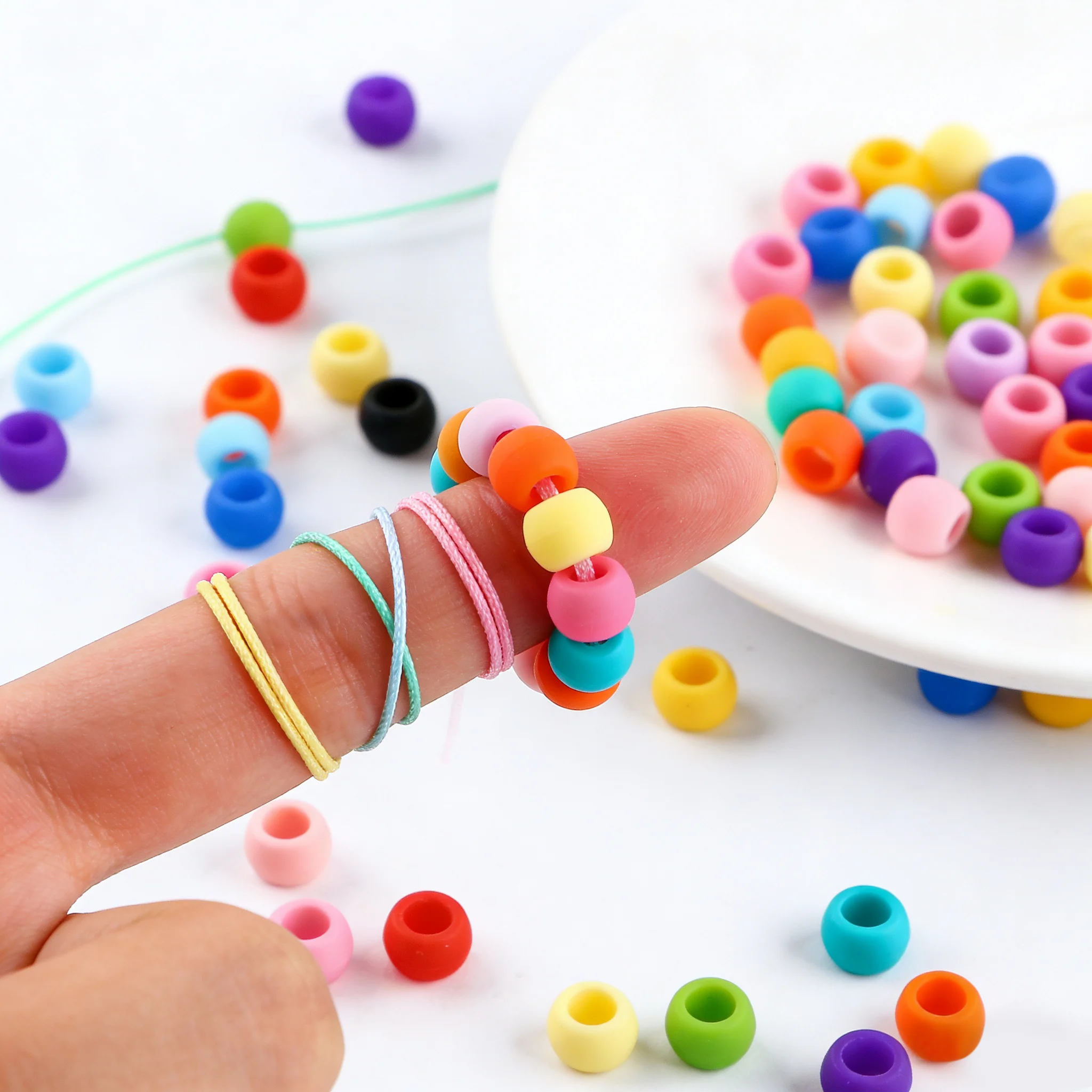 6x9mm Silicone Big Hole Spacer Beads 30Pcs Hair Positioning Beads for DIY Bracelet Jewelry Making & Hair Braiding Supplies
