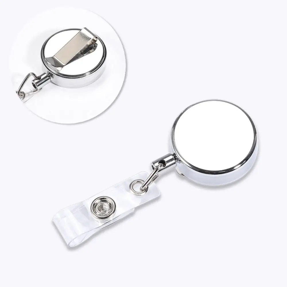 Anti-Lost Retractable Badge Reel Name Tag Keyring Clips ID Badge Holder Keychain Alloy Easy To Pull Buckle Office Accessories