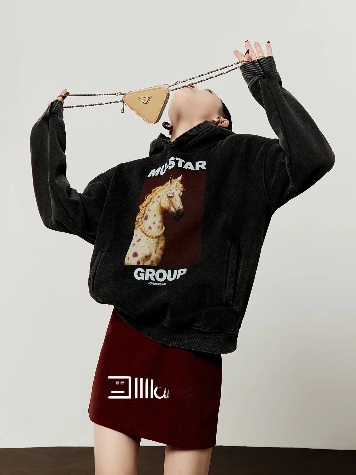 

Женская свободная повседневная толстовка Bla Hoodie, новая весенняя модель, розовая с белыми вкраплениями, с дизайнерским принтом, на флисовой подкладке, с длинными рукавами