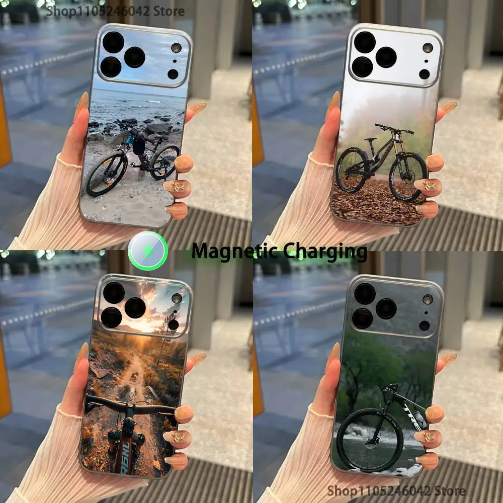 

MTB Mountain Bike Bicycle Shockproof Transparent gray Phone Case For iPhone 17,16,15,14,13,12,11,Pro,Max,Plus,Magnetic Charging