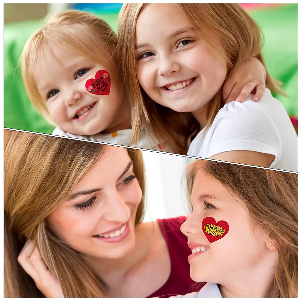 

40pcs Stickers PVC Kids Temporary Tattoos Decal Body Heart Tattoos Art Heart Mother Day Fake Tattoo Decorations