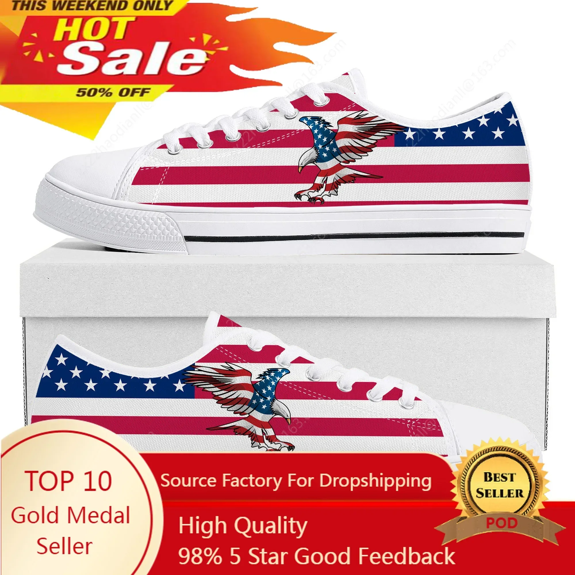 USA Flag America Red Blue White Art Low Top Quality Sneakers Mens Womens Teenager Canvas Sneaker Custom Shoe Casual Couple Shoes