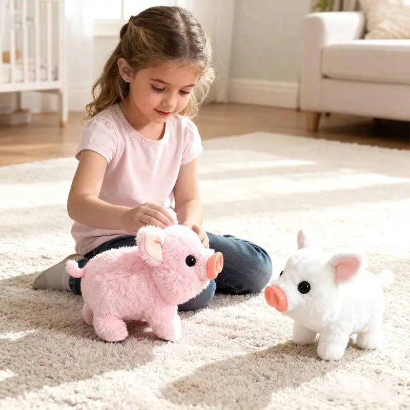 Cerdeles eléctricos simulados, juguete realista de peluche, puede caminar, corteza, juguetes electrónicos para mascotas, regalos bonitos para niños