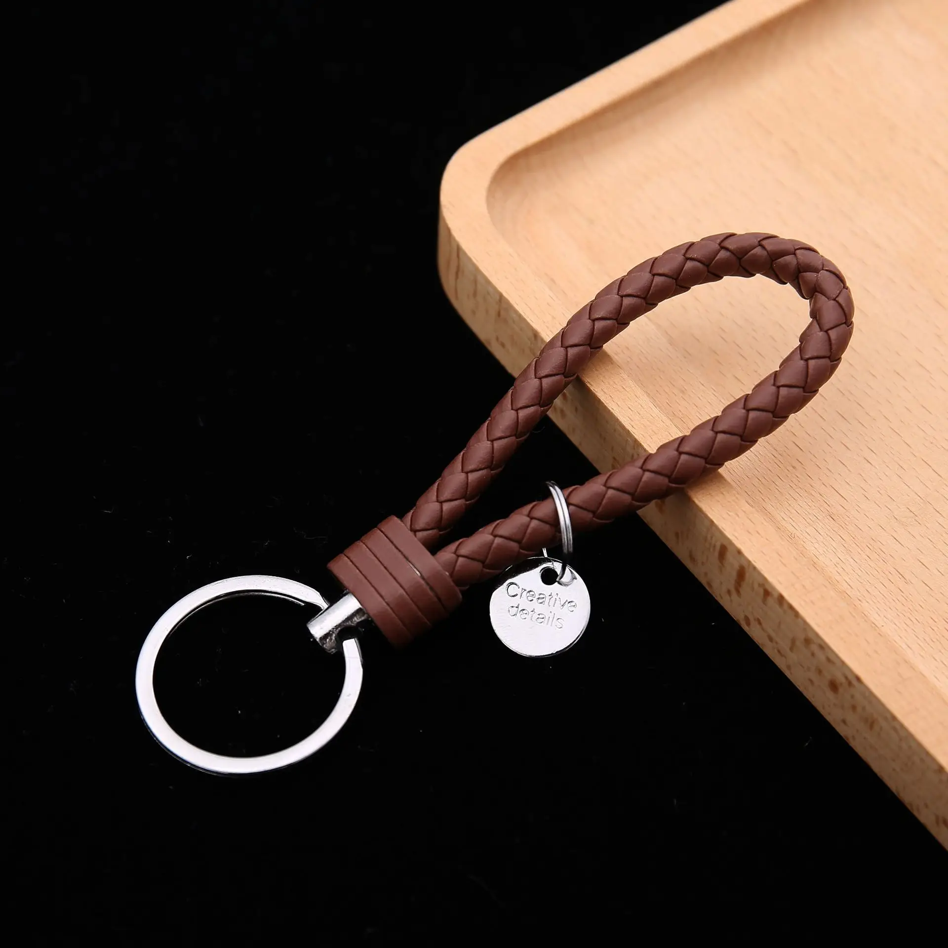 New PU Rope Keychains Woven Car Key Ring Women Bag Pendant Best Couple Party Gift Key Chain