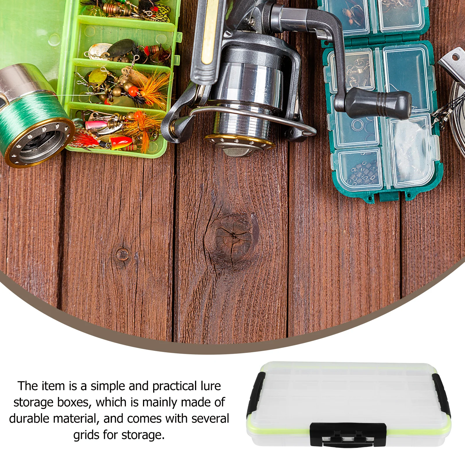 

Fishing Tackle Box Lure Organizer Storage Box Removable Dividers Sturdy Lightweight Container for Bait Accessories