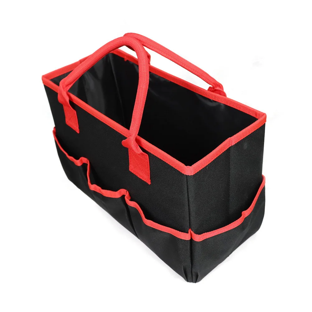 Bolsa de almacenamiento de herramientas de tela Oxford impermeable portátil organizador multibolsillo bolsa de mantenimiento de electricista profesional negro