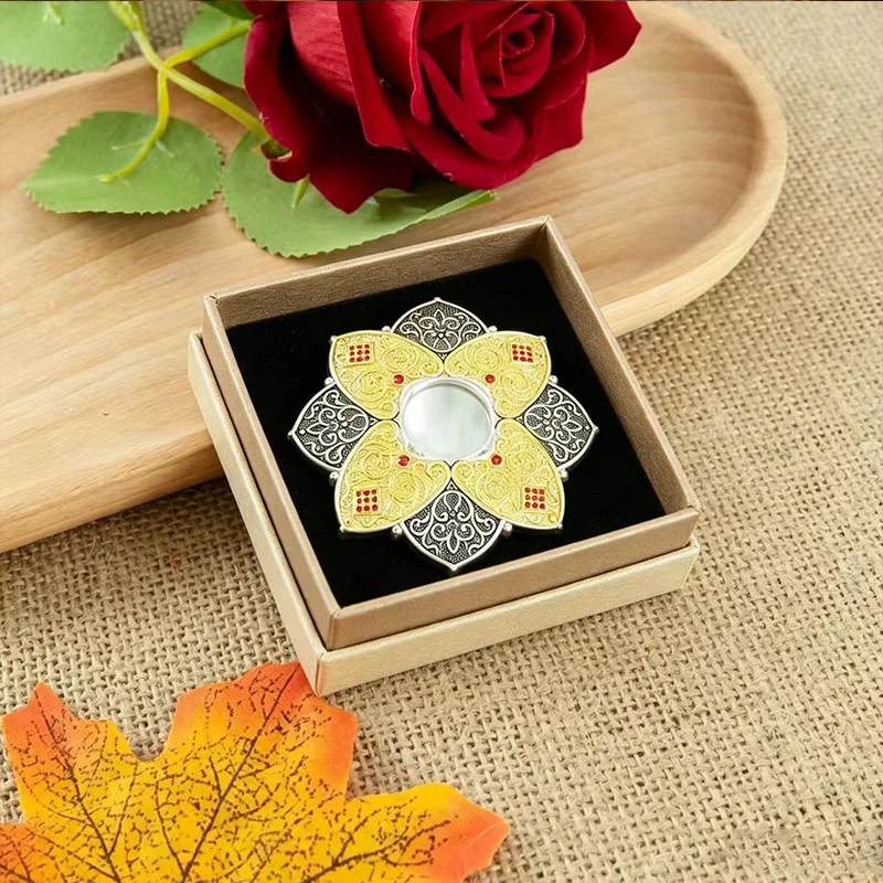 Ornate Gold/Silver Floral Reliquary Box with Enamel Accents for Storing Ashes/Relics, Church Altar Prayer Room Religious Decor