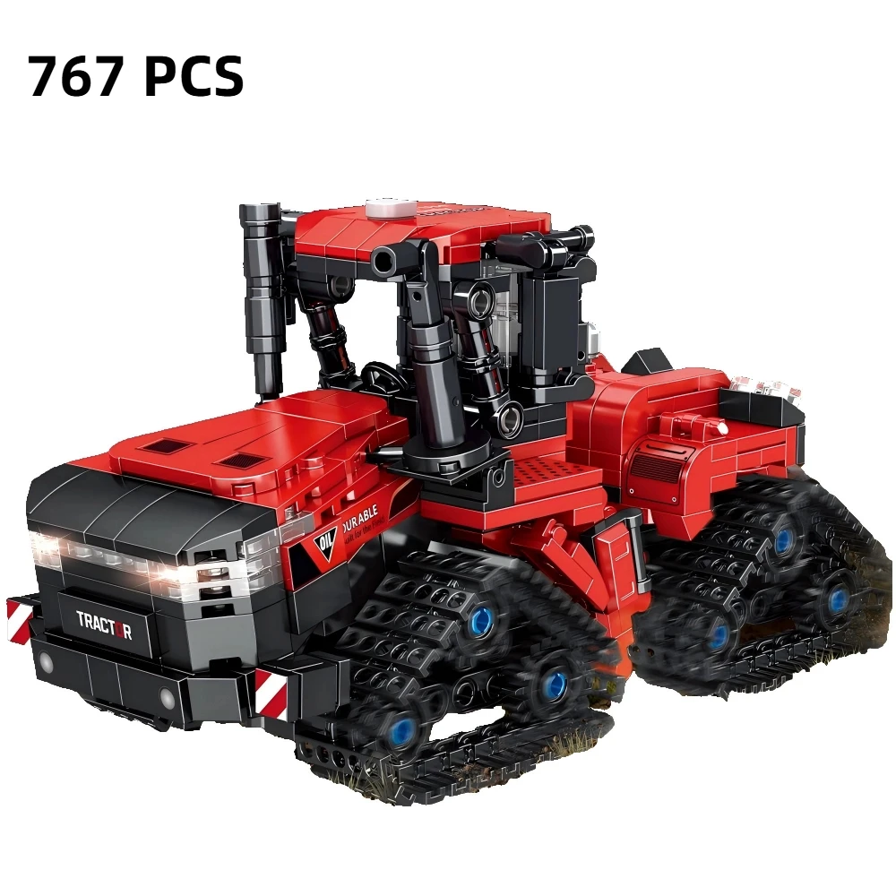 Educatieve bouwsteenset oogstlocomotief met vijf-ploeg tractor katoenen picker auto kraan arm trailer voor kinderen speelgoed