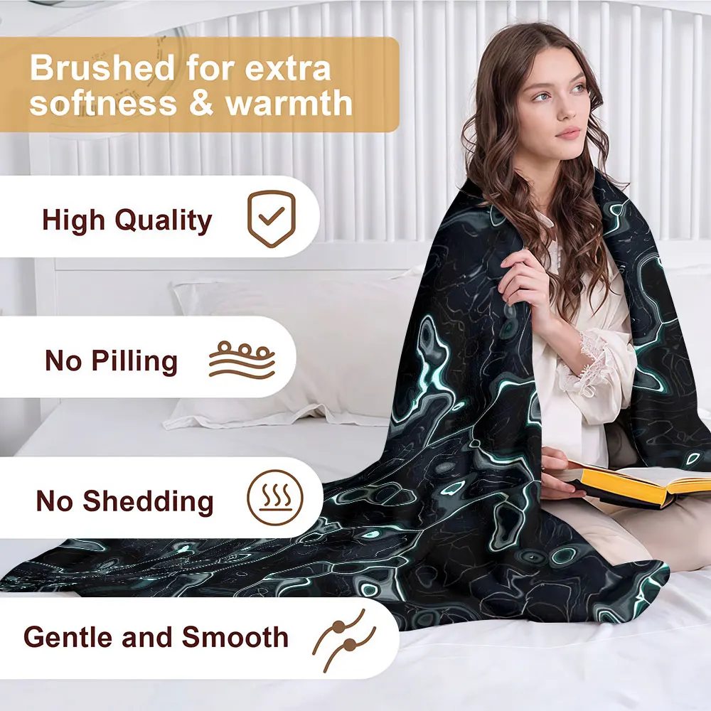 Cyan Fluid Soft Warm Flannel Blanket Lightweight Cozy Christmas Halloween Home Decor Room