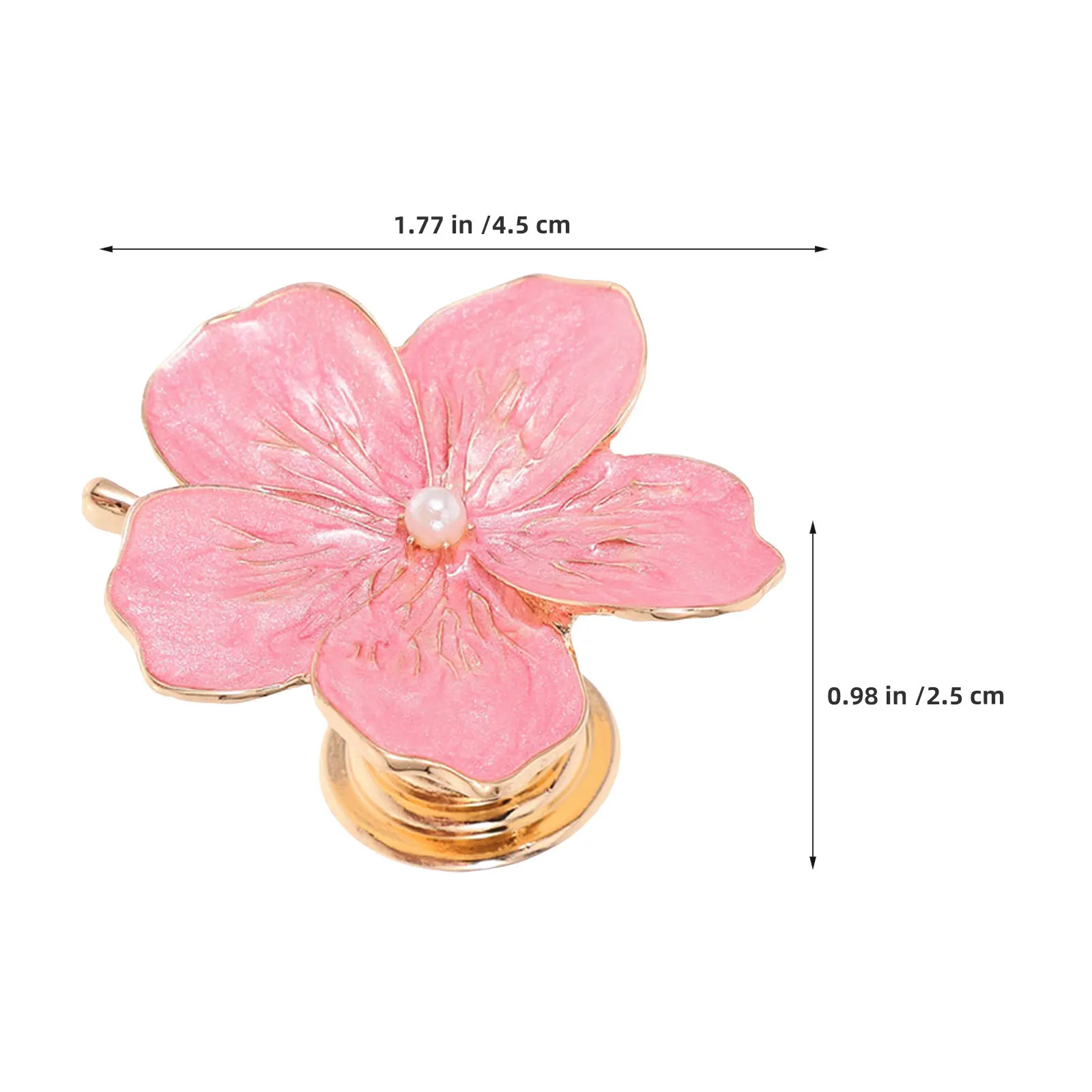 Pink Enamel Flower Drawer Knobs Faux Pearl Decor Gold Base 4Pcs Decorative Pull Handles for Cabinet Dresser Wardrobe Furniture