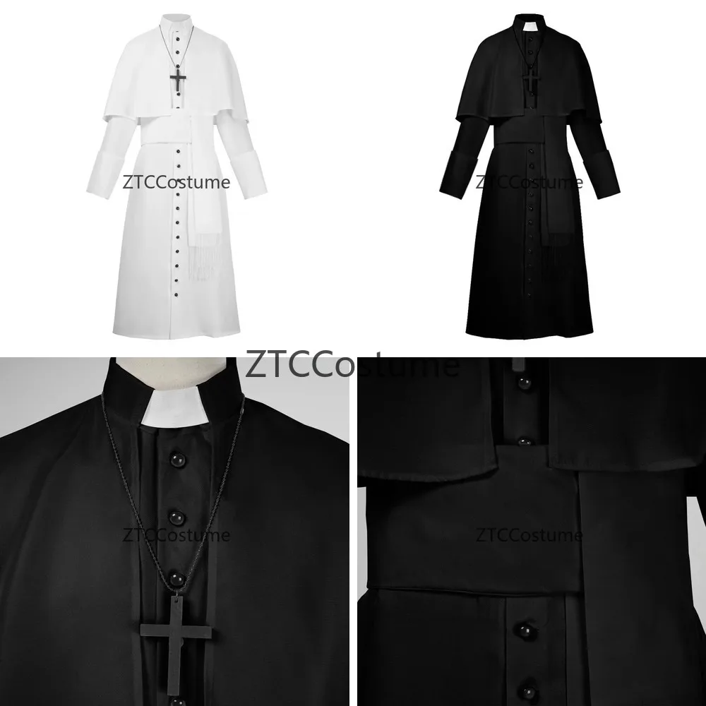 

Medieval Priest Cosplay Costume Godfather Halloween Party Uniform Robe Vestment