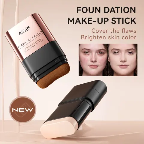 AOJN 무광 지우개 파운데이션 크림 스틱, 다용도 풀 커버리지, 방수 오일 컨트롤 페이스 베이스 메이크업, 완벽한 화장품