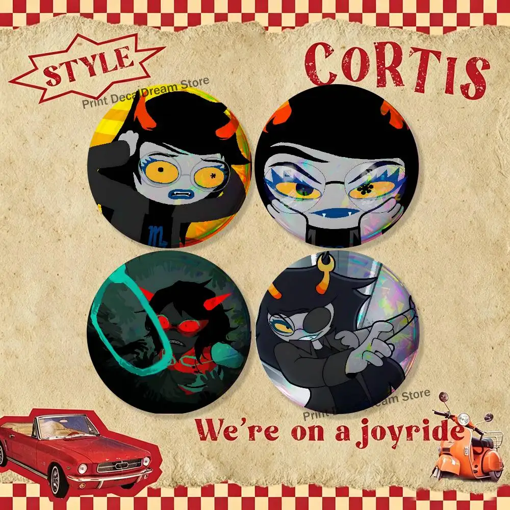 

Charming V-Vriska Serket 4-piece set Enamel Pin Cartoon Anime Badge Fashion Jewelry Accessories Round Snap-in Brooch on Backpack