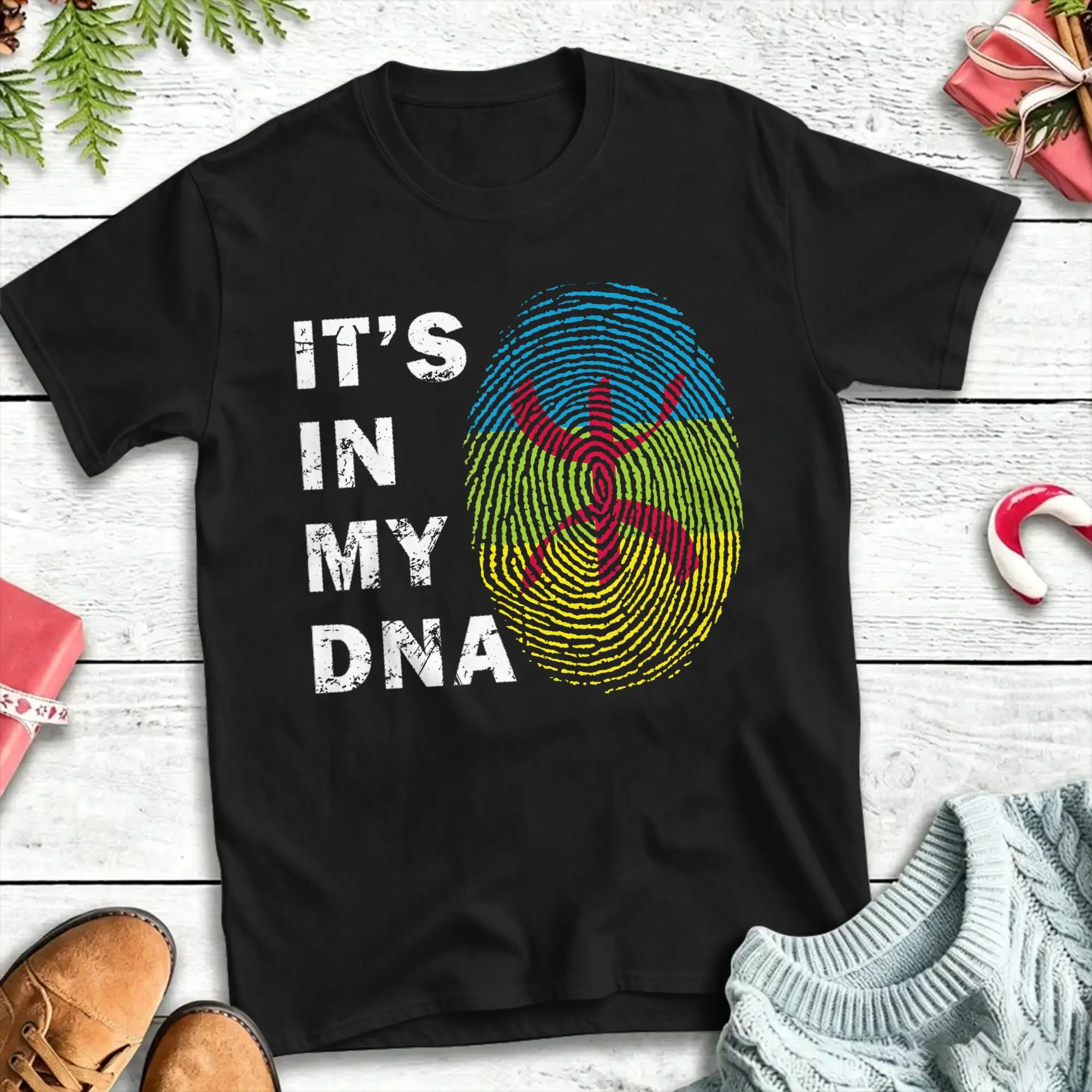 Amazigh In My DNA Proud Berber Kabyle Flag Men T Shirts  Fashion Tees Short Sleeve Crewneck T-Shirt Pure Cotton Clothing