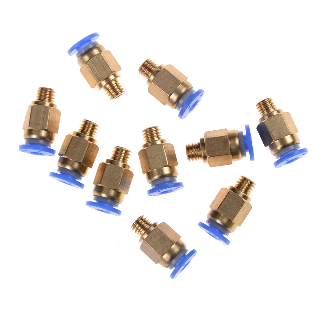 5/1pcs Pneumatic Straight Connector Brass Part For MK8 OD 4mm 6mm Tube Filament M6 Feed Fitting Coupler 3D Printers Parts PC4-M6