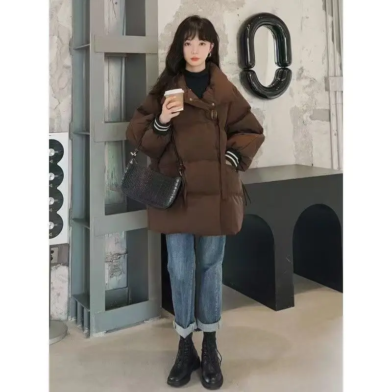 

Puffer Parkas Womens Girl Winter Coat Full Zip Regular Cotton Fluffy Cute Black Loose Solid Outwear Green Autumn Pure White Vibe