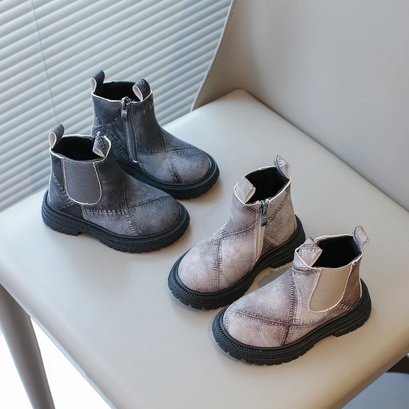 Botas de moda para niños pequeños, botines con cremallera, antideslizantes, estilo Chelsea, otoño e invierno, 2024