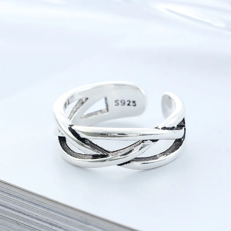 Women's 925 Sterling Silver Overlapping Ring