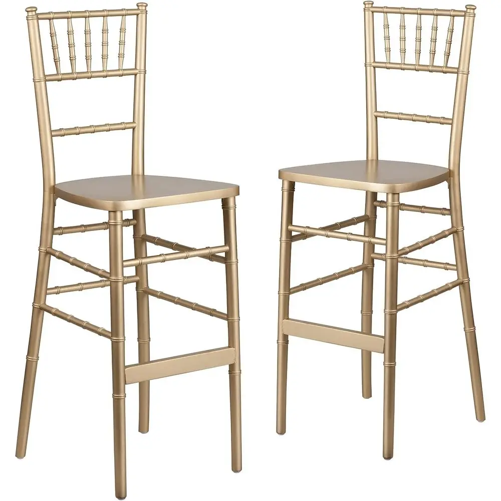 

Set of 2 HERCULES Gold Chiavari Wooden Bar Stools