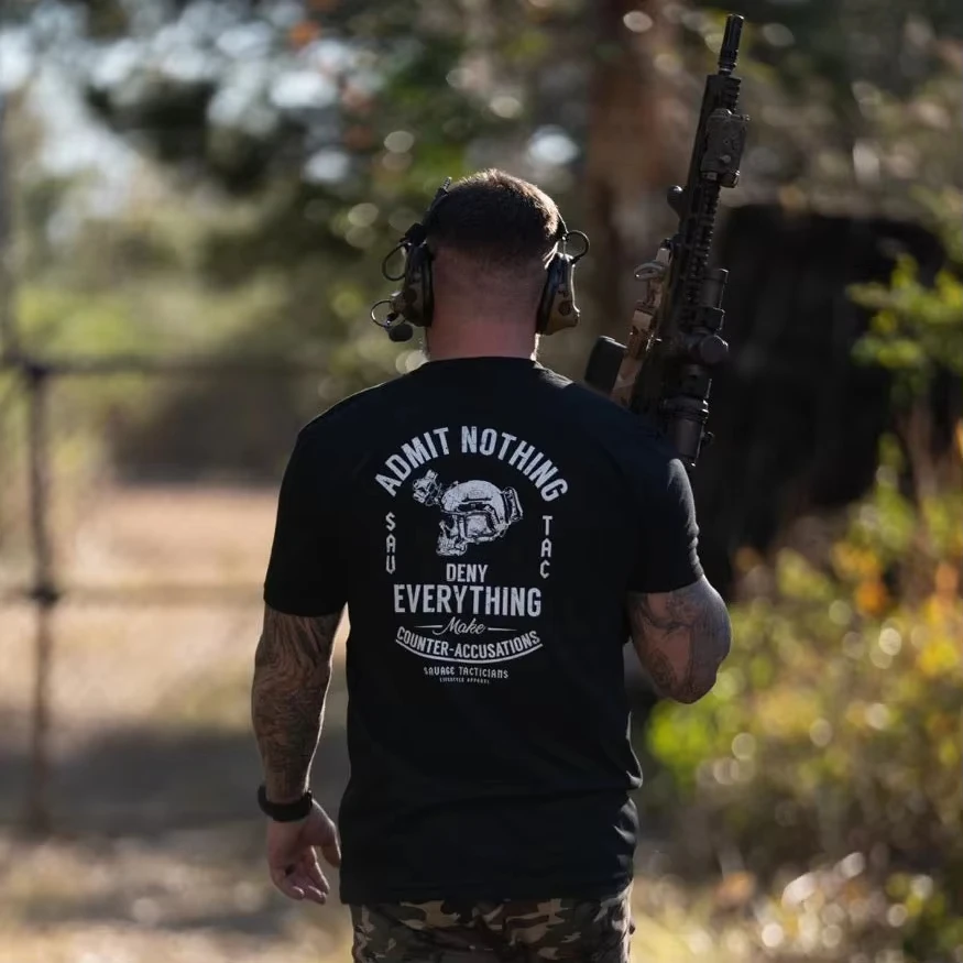 Family Matching T‑Shirt Vintage Distressed Tactical Skull Helmet Dual‑Side Print Parent‑Child Loose Casual Streetwear Cotton Tee