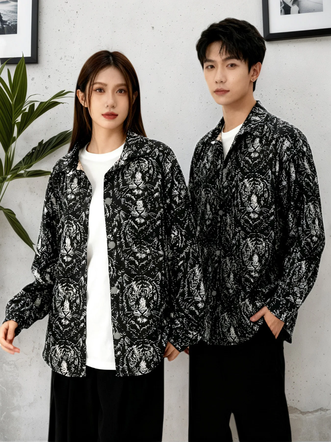 

Весенне-осенняя новая жаккардовая куртка с тигром, модная и стильная, крутая и яркая, повседневная куртка унисекс для верхней одежды.