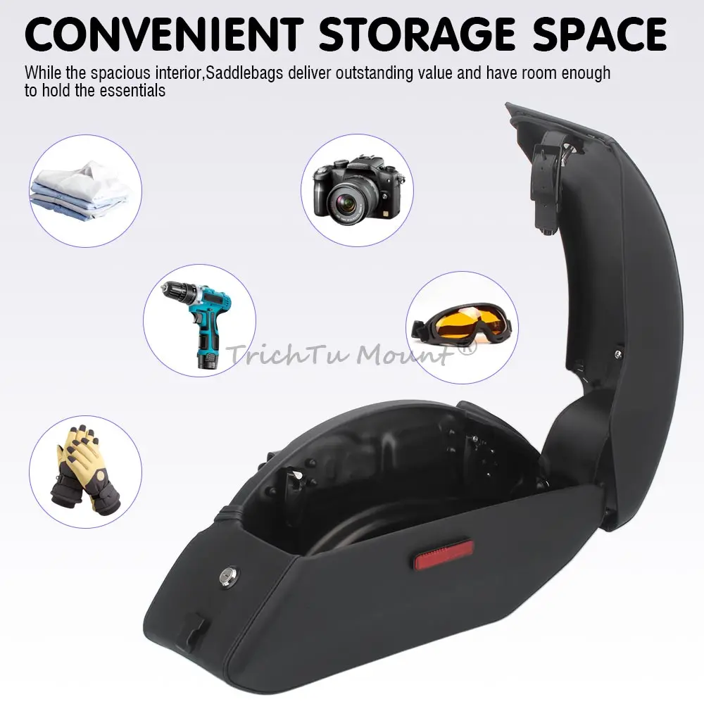 For Indian Scout Sixty 2016-2023 Motorcycle 1.5 Liters Black Rear Semi Rigid Saddlebags Side Box Trunk /Mounting Spool Kit Part