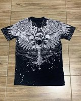 Harajuku Y2k Tops Affliction Vintage T-shirt Men Skull Holy Writ Letter 3D Printing Tee Gothic Clothes Fashion Women Clothing