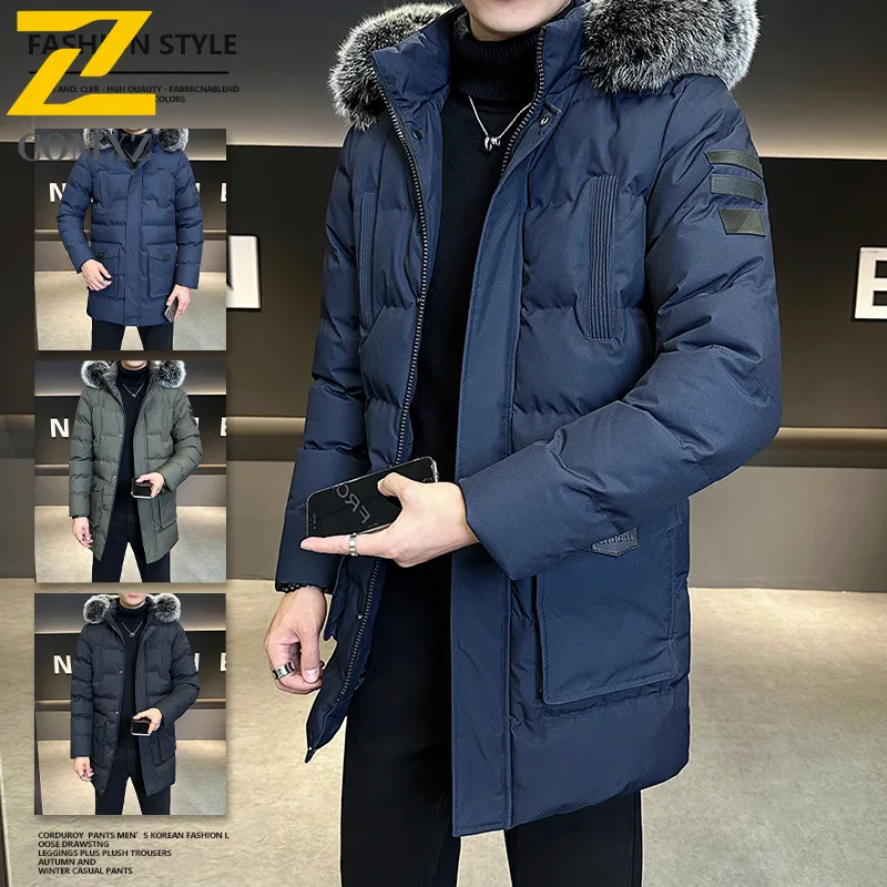 

COMXZ Men Hooded Padding Coat 2025 Solid Color Preppy Coldproof Windproof Outdoor Warn Ski Padded Jacket Streetwear Bread Jacket