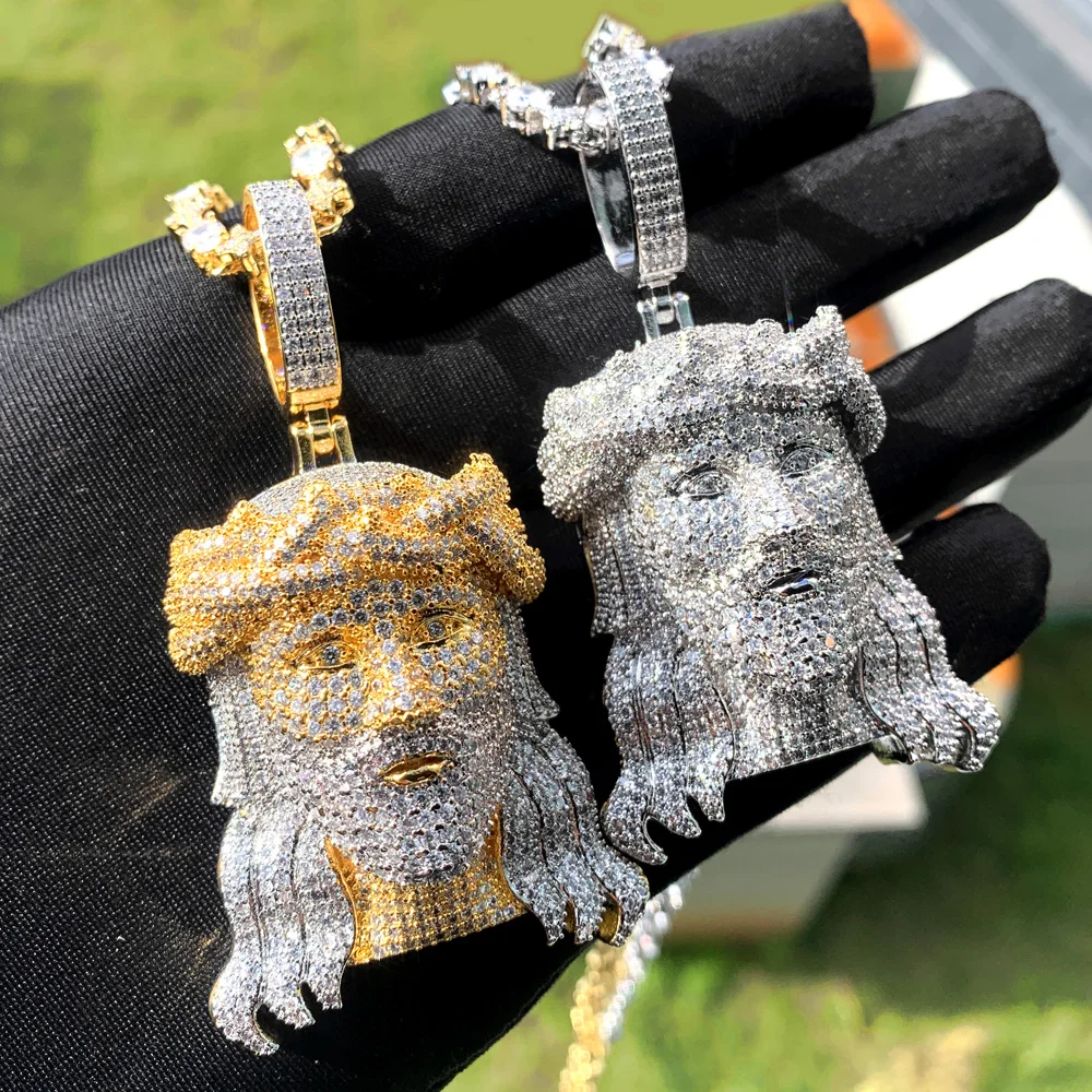 2025 New Two Tone Rose Gold Color Hip Hop Jesus Christ Head Pendant Micro Pave 5A Cubic Zirconia CZ Iced Out Men Fashion Jewelry