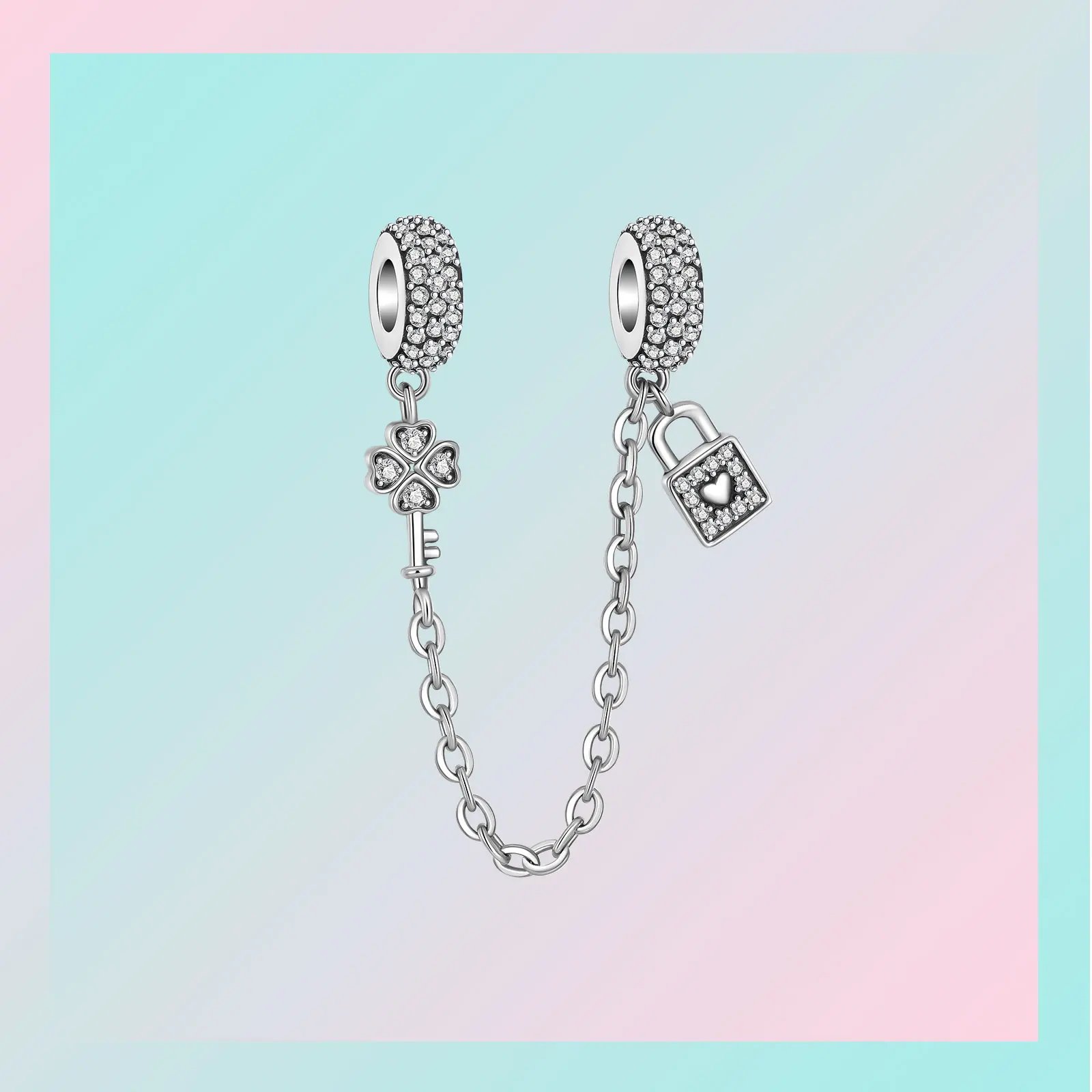 925 فضة سلسلة السلامة الزخرفية الحب مفتاح قفل حلية صالح الأصلي باندورا Charms أساور النساء DIY بها بنفسك مجوهرات هدية