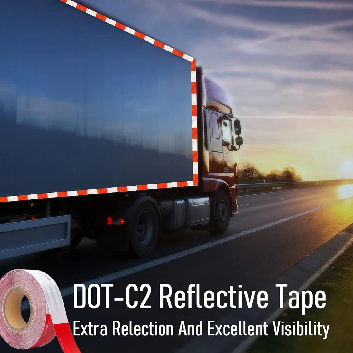 DOT-C2 Red And White Reflective Tape Safety Warning Sticker Decal Conspicuity Retro-reflective Tape For Truck Motorcycle