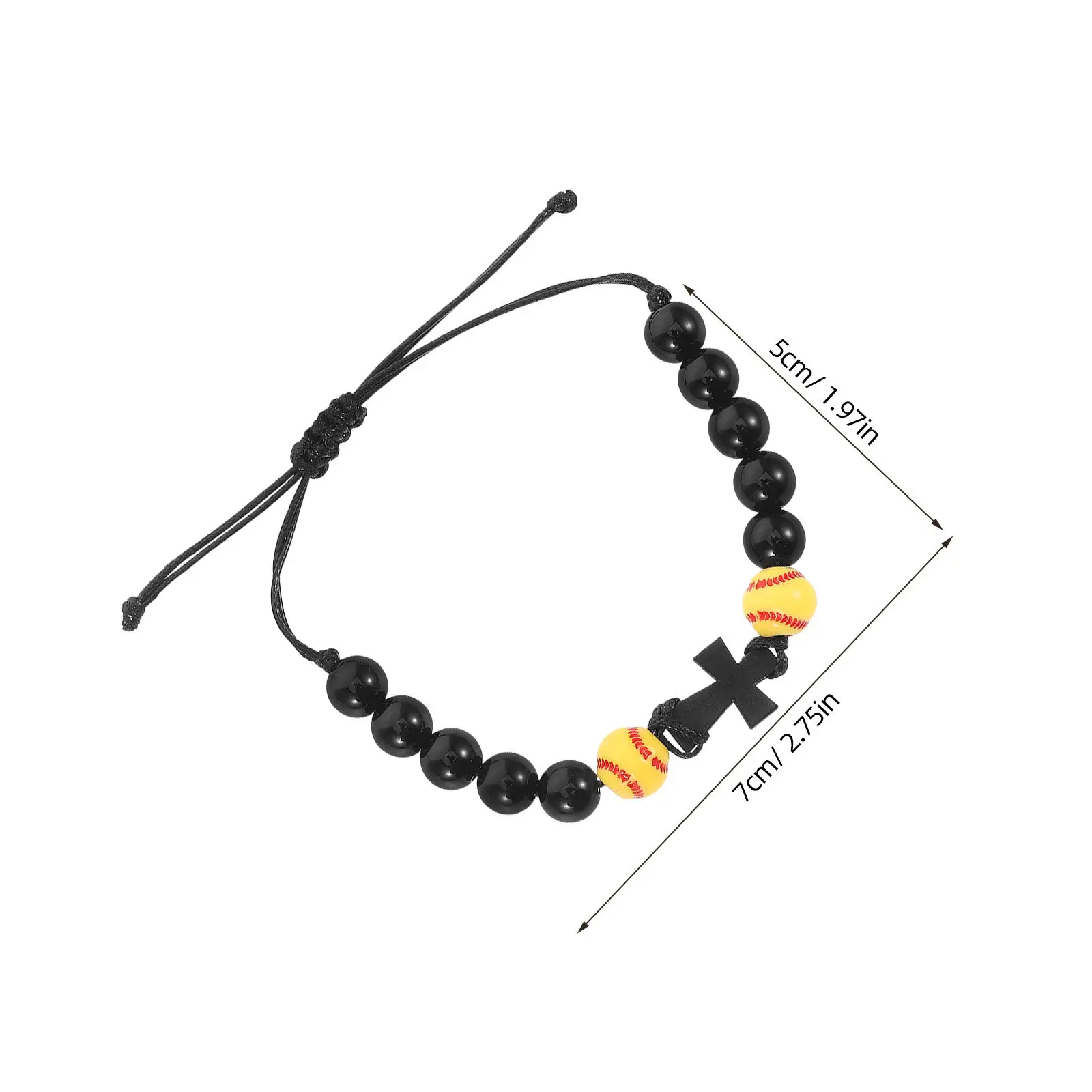 10Pcs Sports Bracelets Wooden Cross Beaded Wristbands Athletic Prayer Jewelry Softball Baseball Faith Bracelets for Men Women
