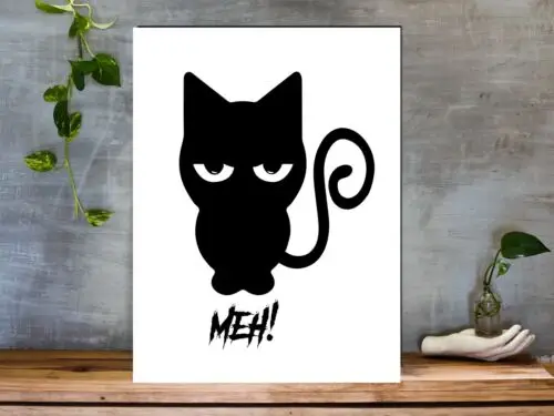 

Funny Cat Aluminium Sign "Meh!" Metal Plaque For Any Room Wall Mounted